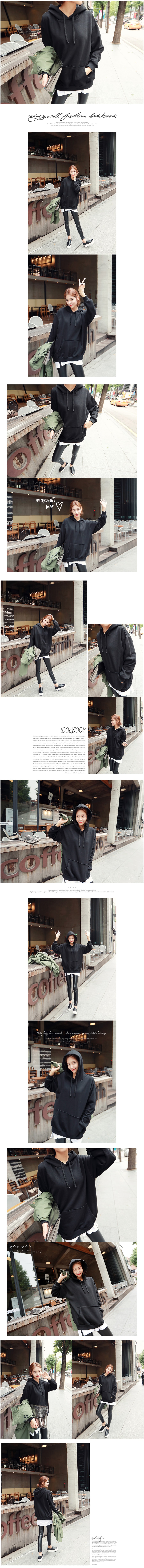 KOREA Oversized Pullover Hoodie Black One Size(Free) [Free Shipping]