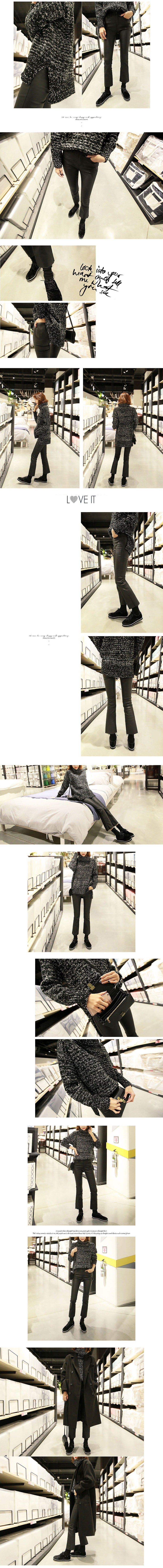 [Limited Quantity Sale] Cut-Off Bootcut Coated Ankle Jeans Black L(27-28)