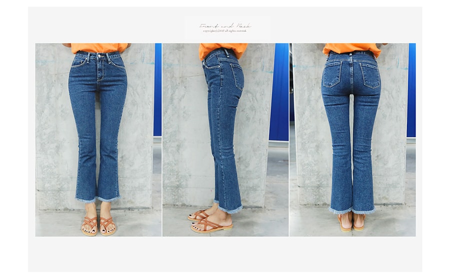 [New Arrival] Bootcut Cropped Jeans Medium #Blue L(66/28-29)
