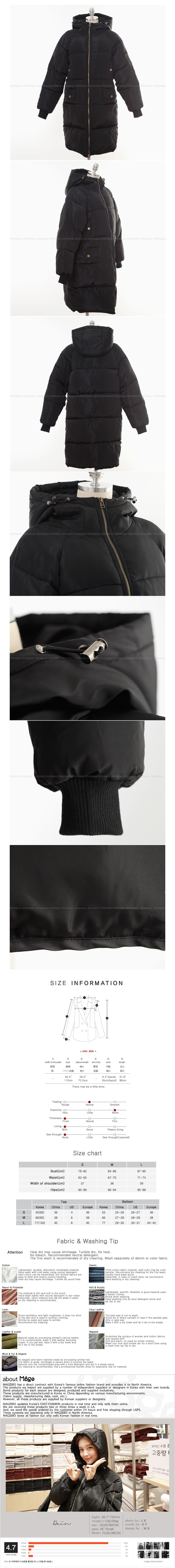 MAGZERO 【限量销售】 带帽长款棉服 #黑色 均码(Free)