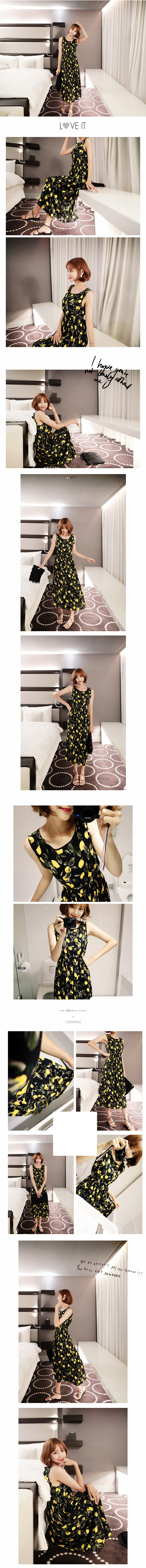 韩国MAGZERO [限量销售] 柠檬纹海边度假沙滩裙 均码One Size(S-M)