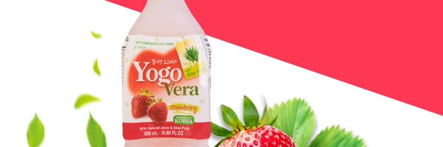 韩国Yogo Vera 天然芦荟草莓汁 果肉添加 500ml