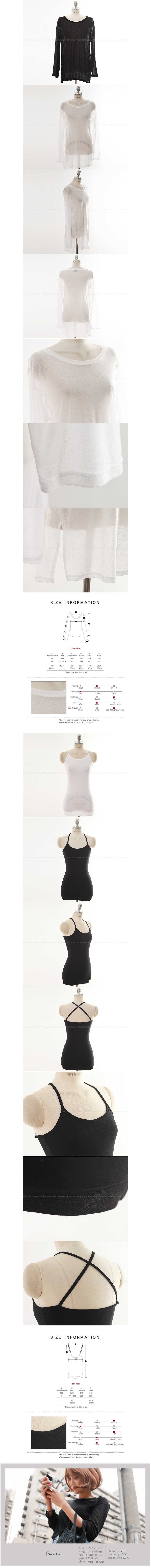 KOREA 100% Tencel Organic T-shirt+Cross Back Tank Top 2 Pieces Set #White One Size(Free) [Free Shipping]