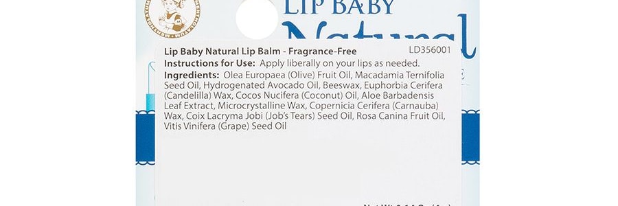Baume à lèvres Mentholatum Lip Baby Natural sans parfum 0.14oz