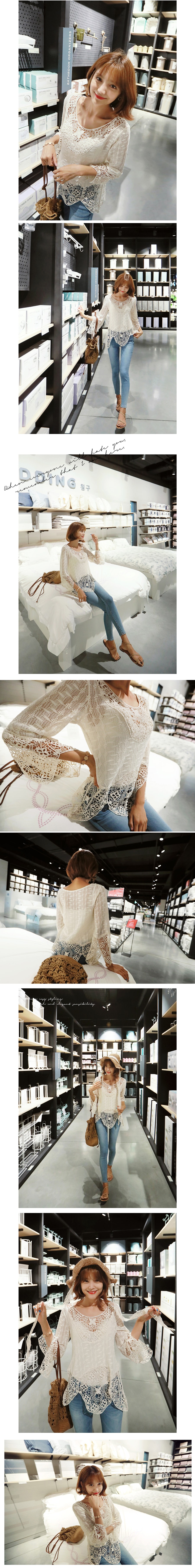 [Limited Quantity Sale] Angelic Crochet Lace Blouse One Size(S-M)