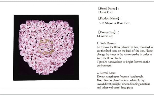 FLORA'S OATH Eternal roses A.D. Shyness heart-shaped rose in black box