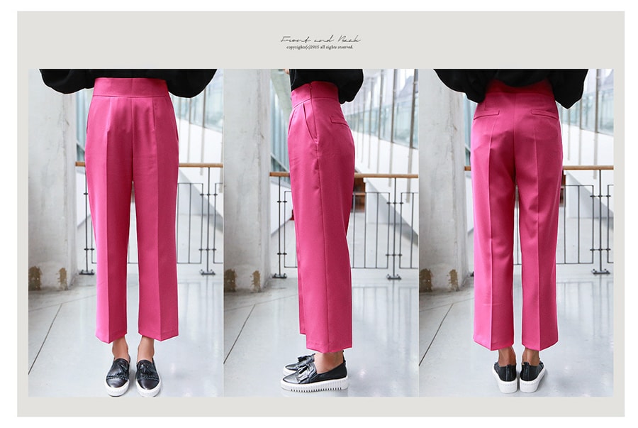 KOREA High Waist Career Suit Pants #Hot Pink L(28-29) [Free Shipping]