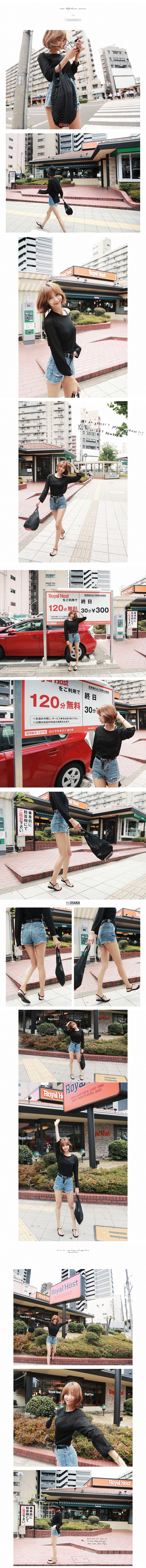 韩国MAGZERO [限量销售] 个性毛边破洞牛仔短裤皮带两件套 #牛仔蓝 均码One Size(S/25-27)