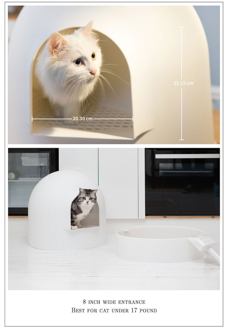Snow House Igloo Cat Litter Box - Red Dot Design Award Winner #White