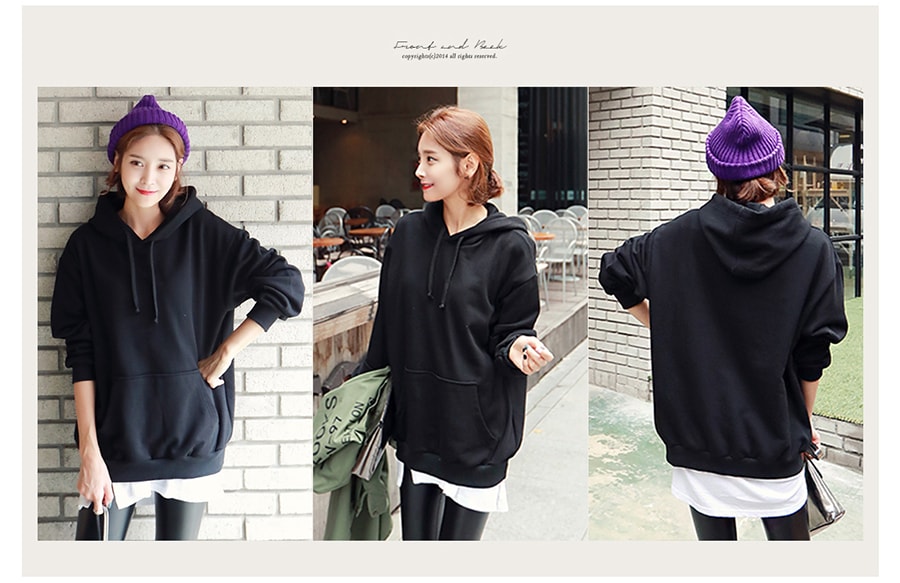 KOREA Oversized Pullover Hoodie Black One Size(Free) [Free Shipping]