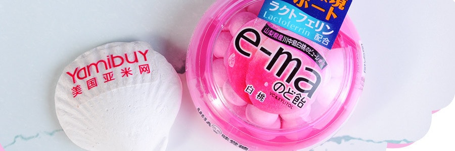 日本UHA悠哈 E-MA維C潤喉糖盒裝 白桃口味 33g