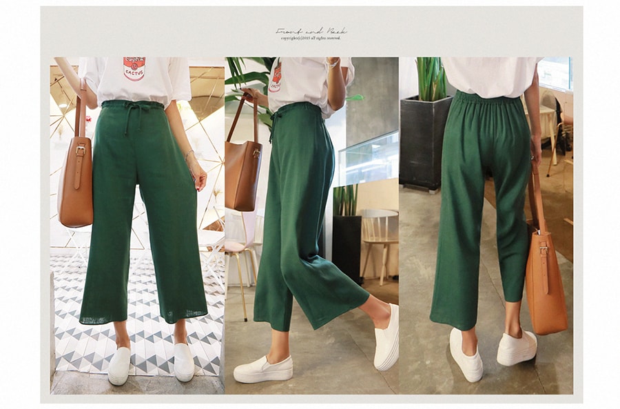[New Arrival] Linen Wide Leg Trouser #Green M(66/29-31)