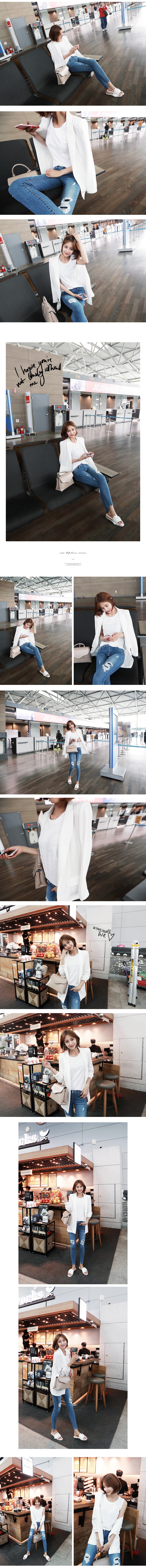 韩国MAGZERO [新品] 单扣收腰西装外套 #白色 均码One Size(S-M)