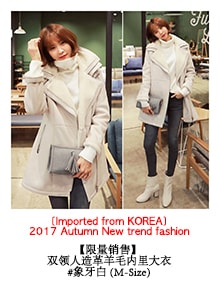 KOREA Double Collar Faux Shearling Coat Black (S-Size) [Free Shipping]