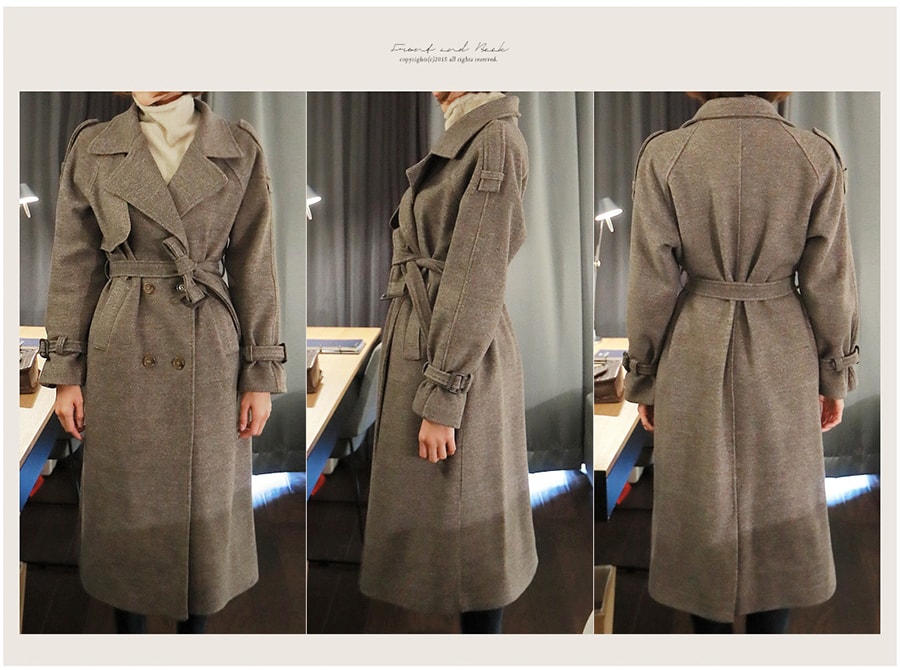 [8th Pre-Order] Oversized Double Breasted Long Coat Mocha Brown One Size(Free)