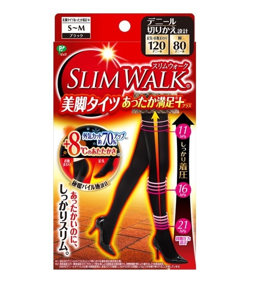 日本SLIM WALK蓓福絲翎 發熱提臀瘦腿褲襪 #S-M Size 1pcs