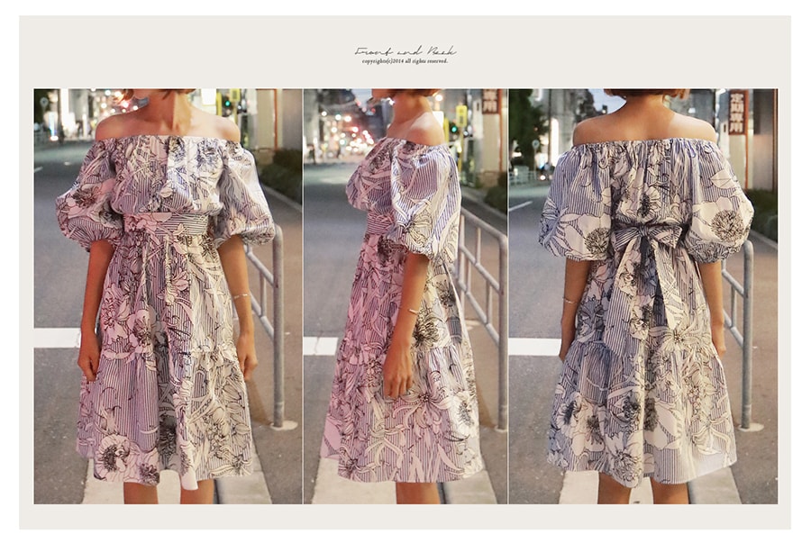 [New Arrival] Floral Print Puff Sleeve Dress One Size(S-M)