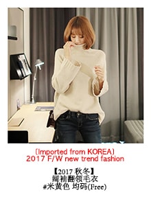KOREA Wide Sleeve Turtleneck Sweater Grey One Size(Free) [Free Shipping]