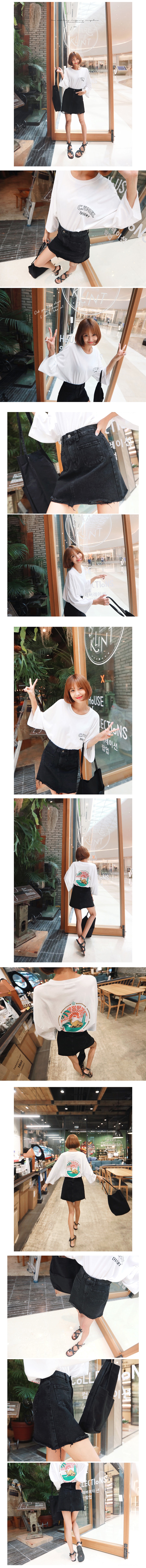 韩国MAGZERO [限量销售] 休闲可爱牛仔短裙 #黑色 S(55/25-26)