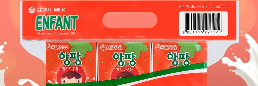 韓國SEOUL MILK 草莓口味牛奶 6盒裝 1200ml
