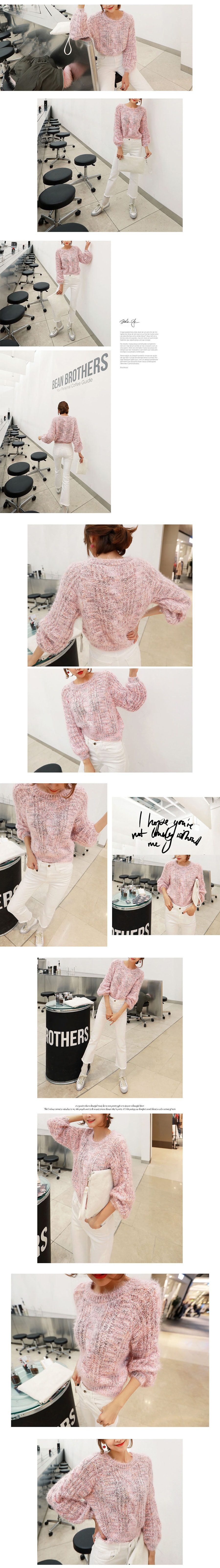 [Limited Quantity Sale] Fluffy Mixed Knit Sweater Pink One Size(S-M)
