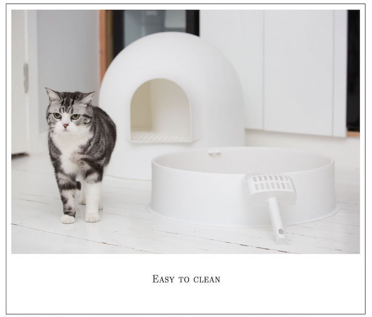 Snow House Igloo Cat Litter Box - Red Dot Design Award Winner #White