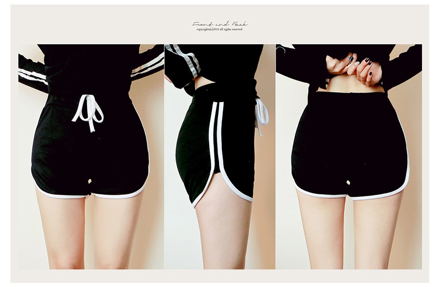 [Limited Quantity Sale] Black striped side T-shirt and shorts 2 pieces Set One Size(S-M)