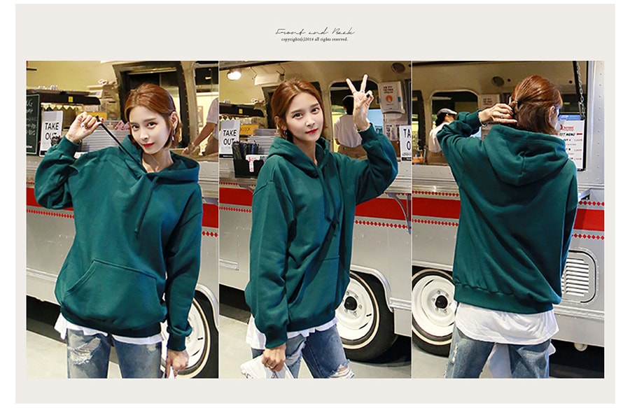KOREA Oversized Pullover Hoodie Green One Size(Free) [Free Shipping]