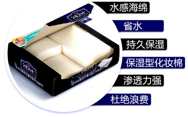 【日本直郵】日本 尤妮佳 UNICHARM 1/2省級水超吸收化妝棉 40枚入 COSME大賞第一位