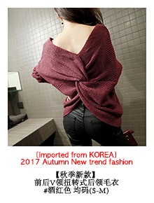 KOREA Both V-Neck Twist Back Sweater Beige One Size(S-M) [Free Shipping]