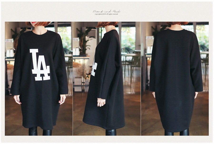 MAGZERO [限量销售] 超宽松运动衫裙 #黑色 均码(Free)